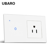 Interruptor Inteligente WiFi UBARO con Enchufe Estadounidense, Requiere Cable Neutro, Compatible con Tuya Smart Life, Alexa y Control por Voz de Google, Panel de Vidrio Templado
