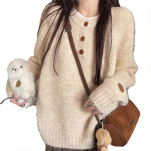 Suéter de Punto Personalizado para Mujer, Otoño Invierno, Grueso, Cálido, con Diseño de Botones, Manga Larga, Elegante, Suave, Ropa Interior, Capa Base - Product Image 3