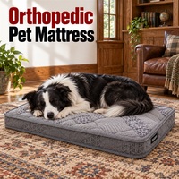 Matelas orthopédique pour chien avec options de taille et housse extérieure amovible en tissu gris texturé imprimé