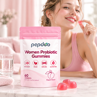 PEPDOO Gummies Probiotiques Véganes Halal pour Femmes, 60 Unités, Sans Gluten, Gummies Probiotiques Vaginaux pour Femmes, OEM