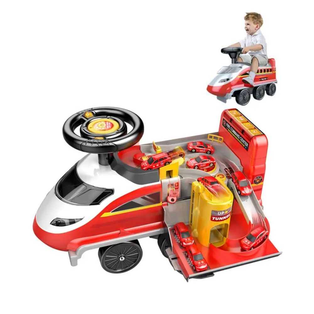 2 in 1 multifunction electric ride on car toy fire fighting race tracks car adventure kid ride toys train with lights and songs