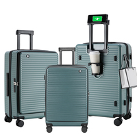 Ensemble de bagages 3 pièces 20 pouces extensible avec valise en PC texturé, roues silencieuses pivotantes et port de chargement USB
