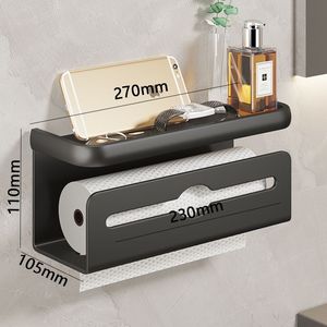 Support mural de téléphone pour salle de bain, porte-serviettes en papier, porte-rouleau de papier toilette en métal sans perçage - Product Image 1