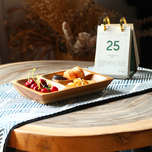 Handmade Wooden Dessert Plate Divider Fruit <b>Tray</b> Bamboo <b>Large</b> 22x32cm Natural Style Household Serving <b>Trays</b> - Product Image 3
