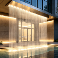 Fontaine murale verticale extérieure à rideau d'eau lumineux pour l'aménagement paysager privé de jardin