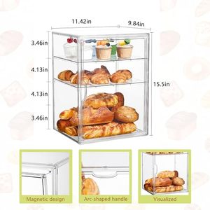 1 gói có thể điều chỉnh 4 lớp rõ ràng Pastry Rack hiển thị 15.5x11.4x9.8inch bánh mì lưu trữ cửa từ nhà bếp Countertop hiển thị - Product Image 2