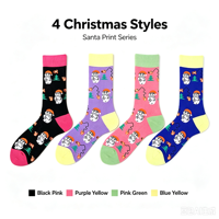 Chaussettes en coton à motif de Père Noël pour Noël, chaussettes unisexes tendance pour les fêtes, logo personnalisé OEM