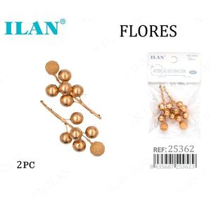 Ilan Flores Bacche Dorate 2 Pezzi Accessorio Decorativo per Artigianato - Product Image 1