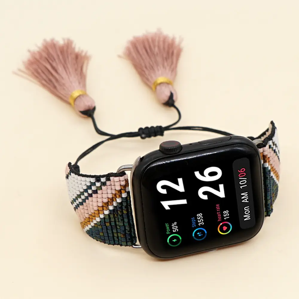 Miyuki Delica Seed Beads เครื่องประดับแฟชั่นสร้อยข้อมือ Boho อุปกรณ์เสริมลูกปัดสมาร์ทวอช Apple