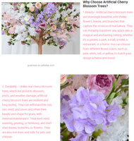 Pohon Bunga Sakura Buatan Premium Warna Pink Ungu Putih untuk Dekorasi Pernikahan, Acara, dan Pesta