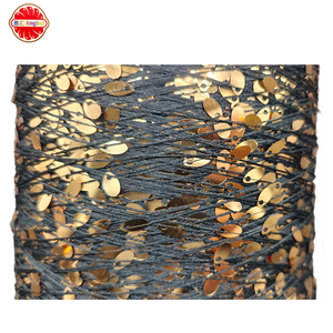 100% Fil fantaisie <span class=keywords><strong>à</strong></span> la machine en polyester avec motif de tricot <span class=keywords><strong>à</strong></span> paillettes dorées teintées - Product Image 4