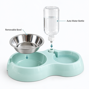 2- In-1 Pet Feeding <strong>Set</strong> Stainless Steel <strong>Bowl</strong> Automatic Water Dispenser Pet Feeding <strong>Bowl</strong> <strong>Set</strong> for <strong>Dog</strong> and Cat - Product Image 3