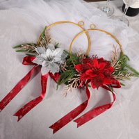 Couronne de Noël en métal, style européen, décoration florale à suspendre au mur et aux poignées de porte