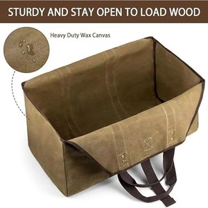 Sac de transport pour bois de chauffage en toile personnalisé BSCI, avec poignée robuste pour le transport de bûches, idéal pour le camping en plein air - Product Image 2