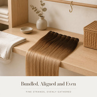 Extensions de cheveux humains lisses ombrées brun chaud avec pointes blond clair pour la formation en académie de beauté