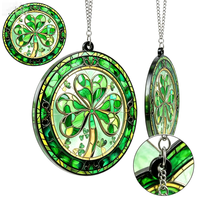 Cadeaux pour la Saint-Patrick pour femmes et hommes, attrape-soleil en verre avec trèfle irlandais, décoration suspendue pour la maison, décoration de fête