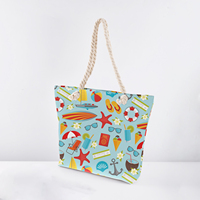Ancla náutica Organismo marino Azul Impreso Raya Lona Tote Vacaciones Playa Bolsa Toalla de playa a juego Reciclado Plegable Comestibles