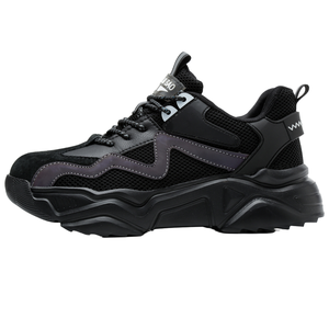 Calzado de Seguridad Deportivo Moderno, Totalmente Negro, con Puntera de Acero, Antideslizante, para Hombre y Mujer, para Trabajo en Fábrica, Otoño/Invierno - Product Image 1