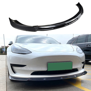 Tesla Model 3 Front Bumper Lip Piano Black Carbon Fiber Texture <b>PP</b> Adhesive Installation - Product Image 2