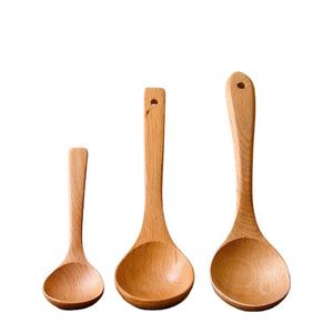 Ensemble de cuillères à café et à soupe en <span class=keywords><strong>bois</strong></span> de hêtre de style japonais certifié SGS FDA FSC, sans peinture, anti-moisissure, anti-fissuration, ergonomique pour café - Product Image 4