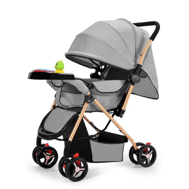 Wholesale multi-function baby pram with music portable folding 3-in-1 two-way strollers with dinner plates