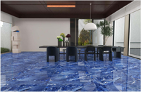 Ubin Porselen Biru 1200x600 Dekorasi Dinding Interior dan Eksterior, Kilap Tinggi, Polesan Penuh, Tampilan Marmer, untuk Kamar Mandi