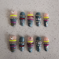 Kit de Nail Art DIY 100% Fait Main – 10 Faux Ongles Acryliques à Presser, Designs Variés pour Doigts, Sélection Aléatoire