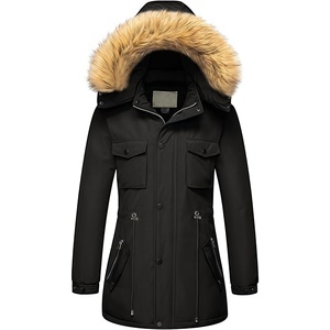 Veste d'hiver légère imperméable pour <span class=keywords><strong>femme</strong></span>, <span class=keywords><strong>parka</strong></span> longue coupe-vent <span class=keywords><strong>avec</strong></span> <span class=keywords><strong>capuche</strong></span> en fourrure amovible, manteau d'hiver en gros - Product Image 5