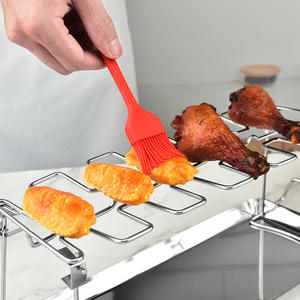 Directo de fábrica de acero inoxidable Rotisserie Rack Grill Pan BBQ Chicken Leg Rack para el hogar al aire libre plegable Stick Charcoal Camping - Product Image 2