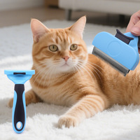 Brosse de toilettage pour animaux de compagnie en acier inoxydable, outil de démêlage pour chiens et chats, peigne à élimination des poils en un clic, poignée antidérapante, portable, sûre et douce
