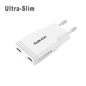 ใหม่ KC บางเฉียบ45W เครื่องชาร์จ Gan Type C 2พอร์ตชาร์จเร็วแบบสากลสมาร์ทโฟน45W ที่ชาร์จติดผนัง PD สำหรับมือถือ MacBook - Product Image 1