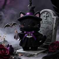 Porte-clés en peluche gothique d'Halloween, style sombre personnalisé, pendentif de sac en peluche