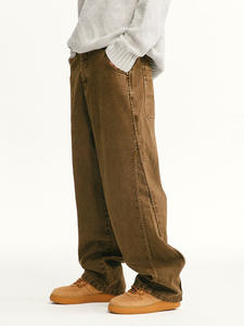 Autumn Fashion Micro-Lara Workwear <strong>Pants</strong> Loose Straight Dosing Super Heavy 380g Denim Elegant Casual Style for Couples - Product Image 5