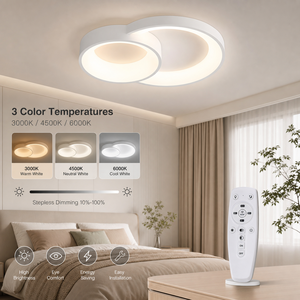 Plafonnier moderne en acrylique et fer, 34W LED, télécommande, variateur de lumière, trois couleurs, montage en surface, pour salon, chambre à coucher - Product Image 3