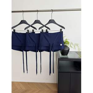 <span class=keywords><strong>Shorts</strong></span> décontractés pour femme <span class=keywords><strong>Lin</strong></span> Xiaxia, coupe ajustée, col rabattu, taille élastique, style minimaliste, en polyester, effet amincissant - Product Image 4