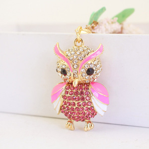 พวงกุญแจรถรูปนกฮูกทาสีน่ารักแฟชั่นสำหรับผู้หญิงกระเป๋าเครื่องประดับจี้340โลหะ - Product Image 4