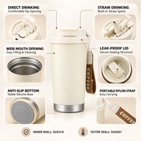 Gobelet à café à double paroi avec logo personnalisé, doublure en céramique, acier inoxydable isolé, gobelet à café pour les voyages