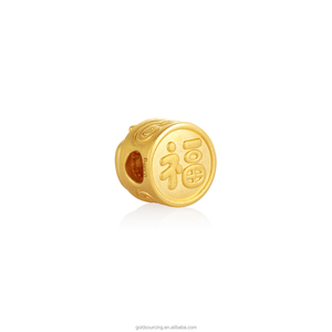 0,65G 5D 24K oro sólido lindo encanto giratorio manzana con brillo rojo esmalte cuentas accesorios de joyería - Product Image 3