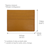 Casing Kartu Nama Logo Kustom Tempat Banyak Slot Kartu Ramping Tarjetero Porte Carte Full Grain Pebble Litchi Kulit Dompet Tempat Kartu