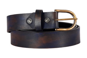 Cinturón de Cuero Genuino Personalizado con Acabado Azul Encerado, Hebilla Personalizada, Marca Privada OEM/ODM, Venta al Por Mayor, Estilo Casual Vintage - Product Image 2