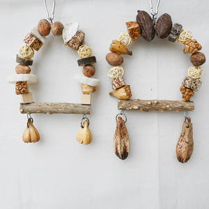 Mainan Perch burung parkit gigi kunyah kacang warna-warni ayun kayu berduri buah alami mainan burung bayan, Conure, <span class=keywords><strong>Cockatiel</strong></span>, Budgies - Product Image 4