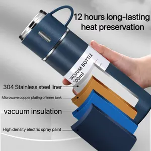 Set de Regalo de Termo de Acero Inoxidable de 500 ml, Estilo Ejecutivo para Oficina, Botella Térmica para Agua Caliente, Aislamiento Térmico, Taza para Parejas - Product Image 3