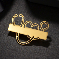 Broche personnalisée moderne en acier inoxydable, élégante, découpée au laser, lettres anglaises ajourées, pour fête, dropshipping