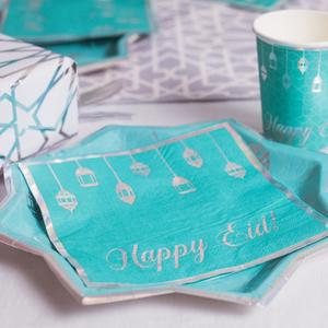 อุปกรณ์จัดงานปาร์ตี้ดามาย อีด มูบารัค จานกระดาษทรงแปดเหลี่ยม ผู้ผลิตจานกระดาษทรงแปดเหลี่ยมแบบกำหนดเอง ผ้าเช็ดปาก แก้วสำหรับอีด มูบารัค - Product Image 2