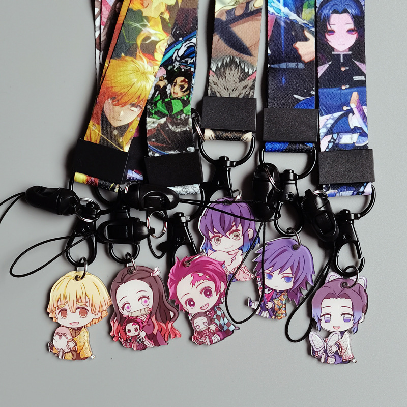 Anime Cool Cartoon Demon Lanyards Pendant Anti-Lost Card Holder Phone Accessories Wholesale Portable Neck Satin Lanyards Image 2