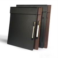 Classeur en cuir pour bureau d'hôtel Taille A4-Clip magnétique enregistrable pour tableau de réunion-Logo personnalisable Cadeau promotionnel