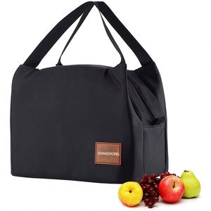Aluminum Foil Insulated <b>Black</b> <b>Lunch</b> Box <b>Bags</b> for Women Men Reusable Meal Container Zipper Closure Portable Adult Cooler Bento - Product Image 1