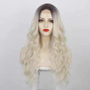 Wholesale Middle Part Small Lace Highlight <strong>Long</strong> Curly Wig Double Weft Pre-plucked Natural Looking Customizable - Product Image 1