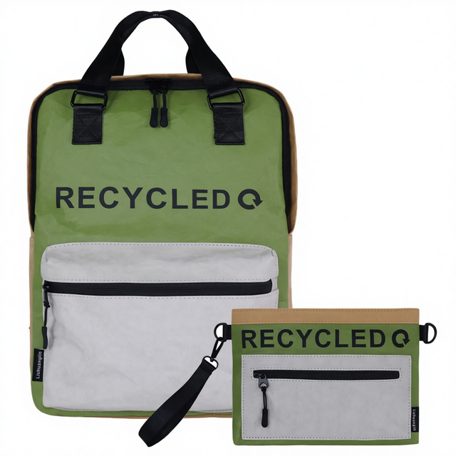Eco Friendly Recycled Kraft Paper Backpack Casual Travel Laptop Backpack With Pouch Sustainable Reusable Bag For Unisex