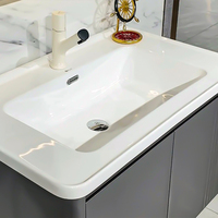 Mueble de Baño Moderno Minimalista con Espejo Inteligente, Construcción de Aleación de Aluminio, Lavabo de Cerámica Integrado, Colores Personalizados